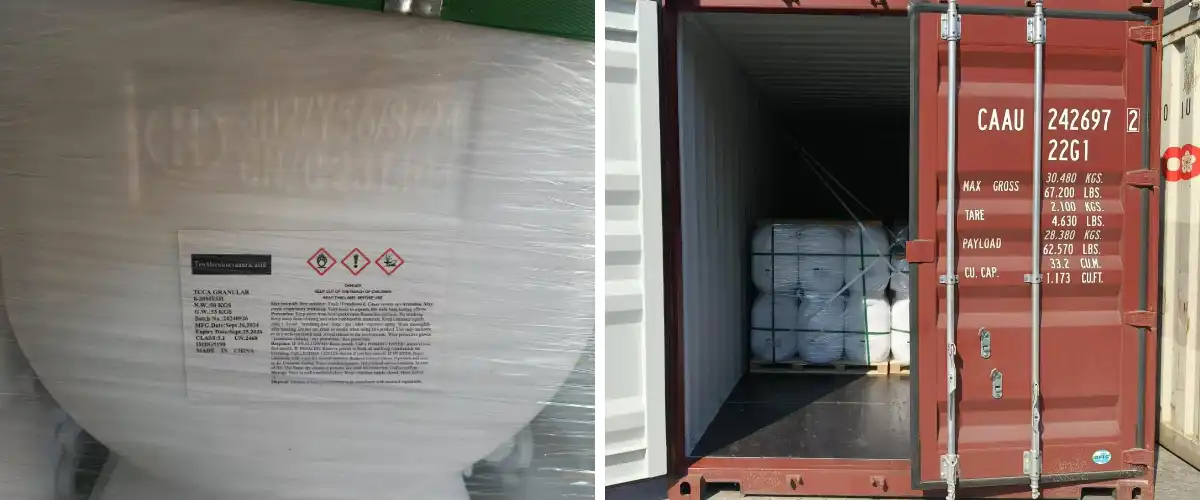 21 tonnes métriques de TCCA (acide trichloroisocyanurique) exportées vers le Myanmar